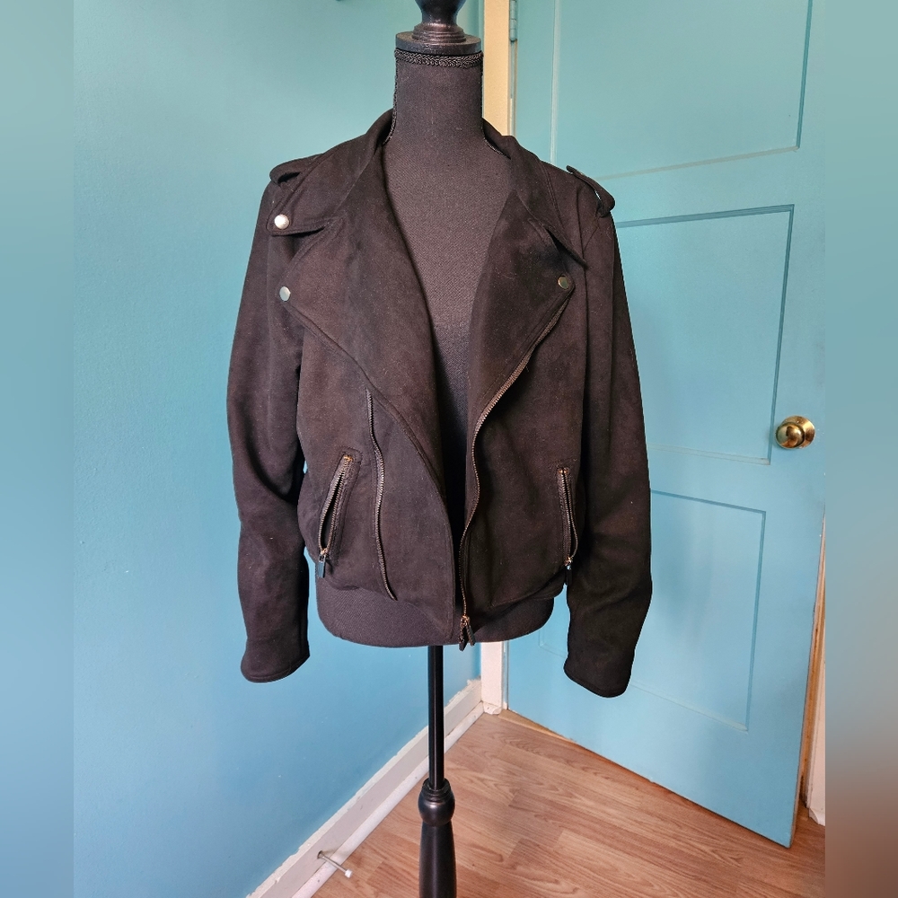 Fab'rik black faux suede moto jacket